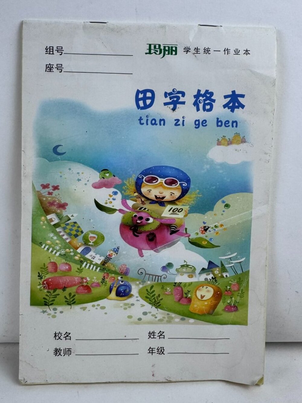 Vintage Chinese ISDL Tian Zi Ge Grid Notebook Student Handwriting Practice